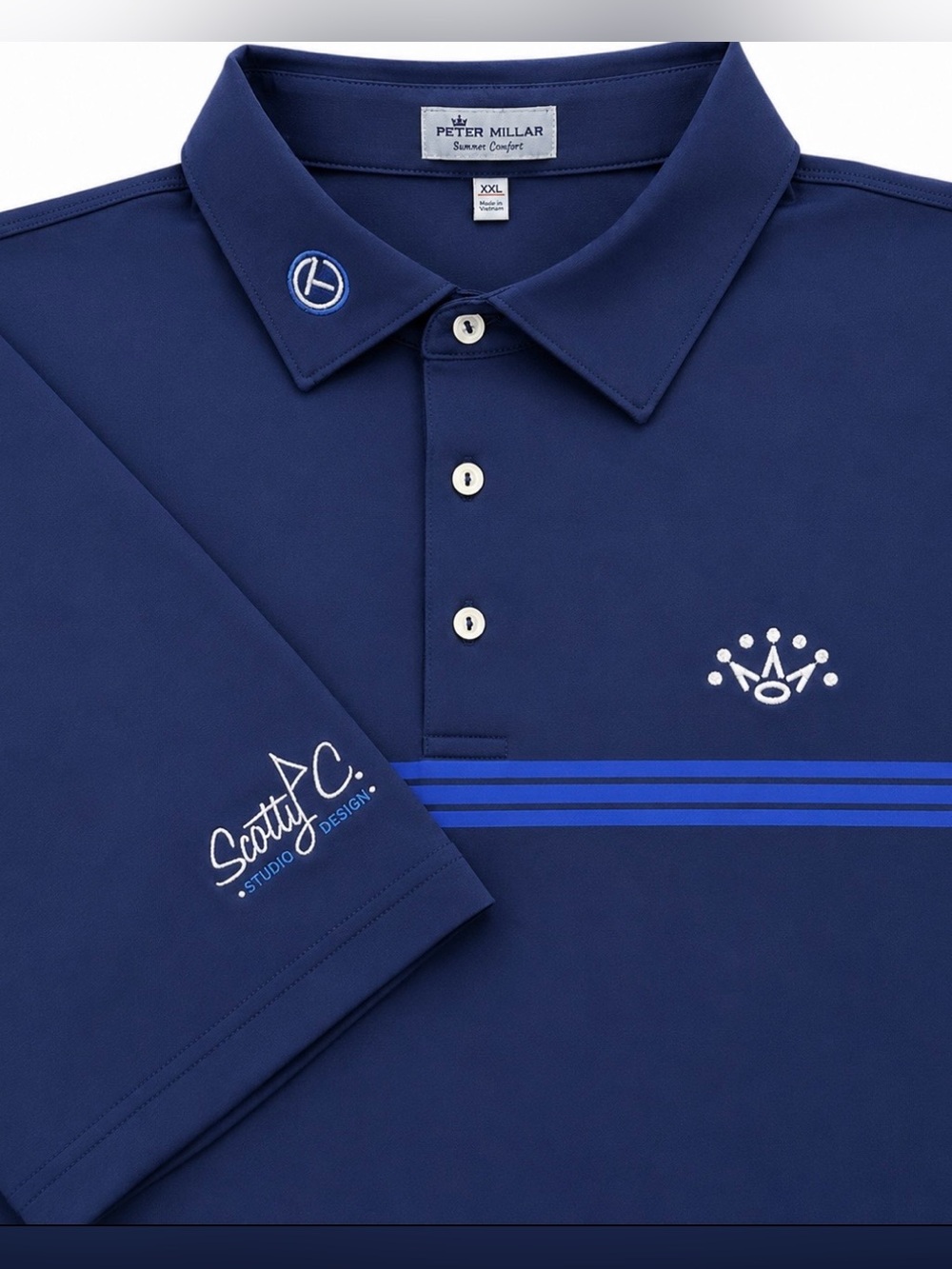 SCOTTY CAMERON GALLERY Circle T Summer Comfort Golf Polo XXL Blue 7 Point Crown